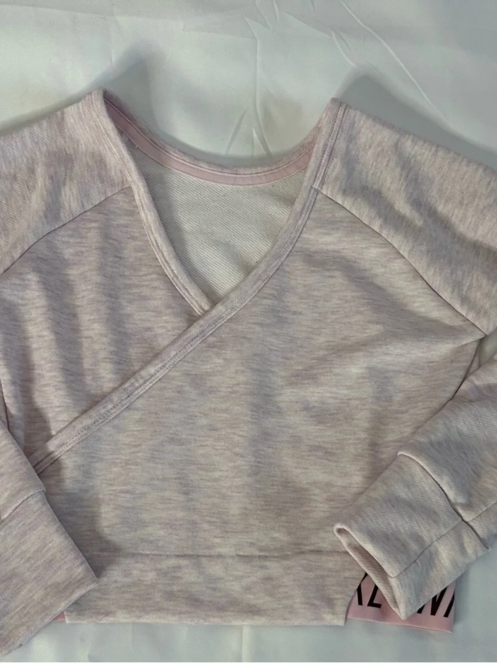 Nike Kid Studio Pink Heathered Crossover Cropped Sweatshirt Size Small
